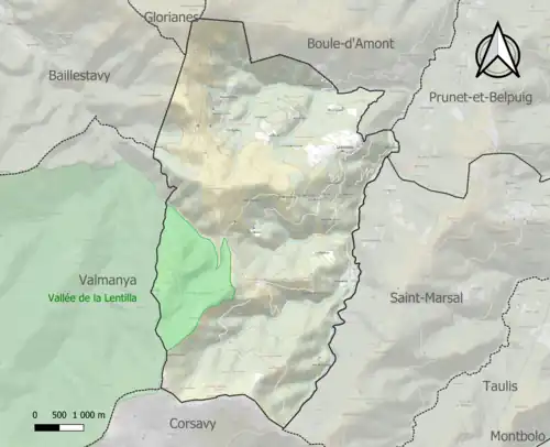 Carte de la ZNIEFF de type 1 sur la commune.