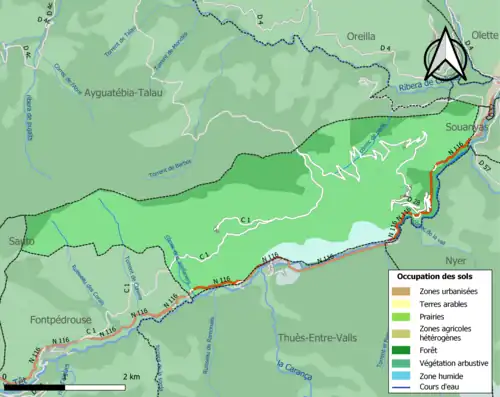 Carte en couleurs présentant l'occupation des sols.