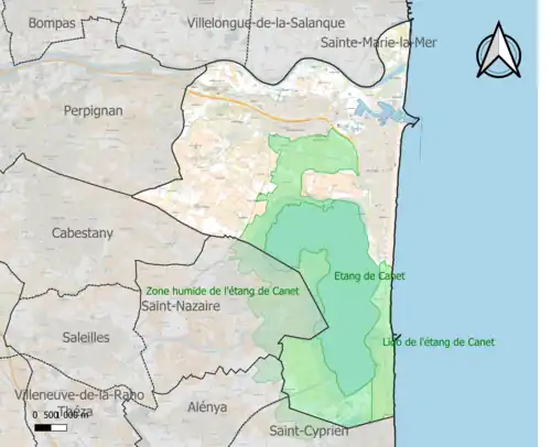 Carte des ZNIEFF de type 1 sur la commune.