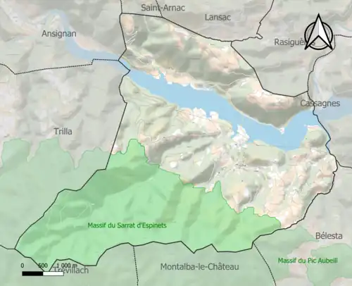 Carte de la ZNIEFF de type 1 sur la commune.