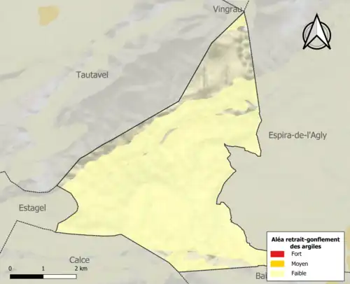 Carte des zones d'aléa retrait-gonflement des argiles.