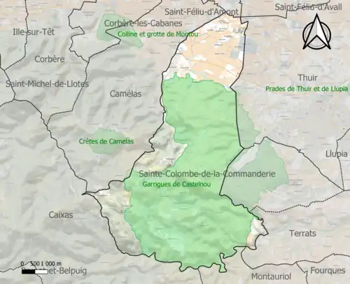 Carte de la ZNIEFF de type 1 sur la commune.
