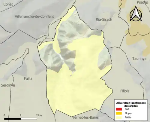 Carte des zones d'aléa retrait-gonflement des argiles.
