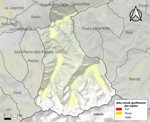Carte des zones d'aléa retrait-gonflement des argiles.