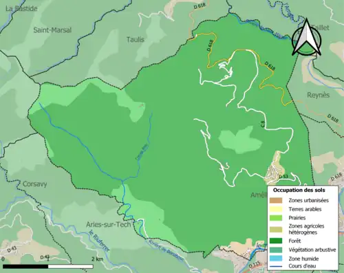 Carte en couleurs présentant l'occupation des sols.