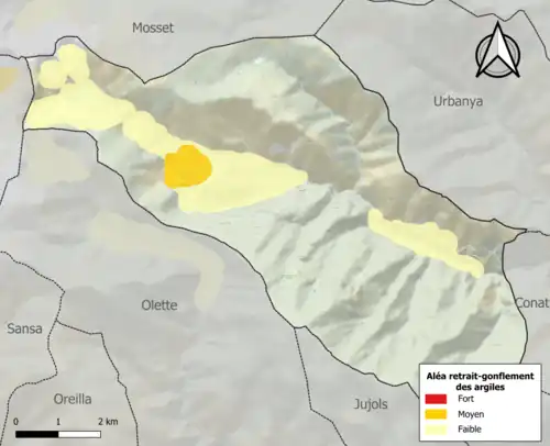 Carte des zones d'aléa retrait-gonflement des argiles.