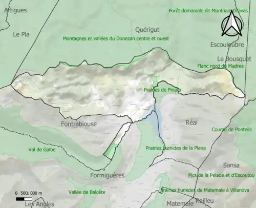 Carte des ZNIEFF de type 1 sur la commune.
