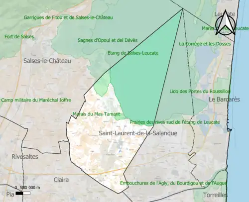 Carte des ZNIEFF de type 1 sur la commune.