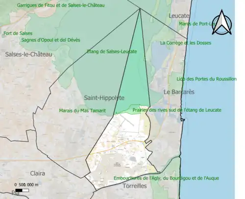 Carte des ZNIEFF de type 1 sur la commune.
