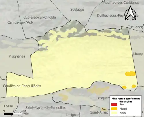 Carte des zones d'aléa retrait-gonflement des argiles.