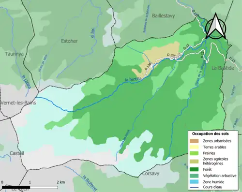 Carte en couleurs présentant l'occupation des sols.