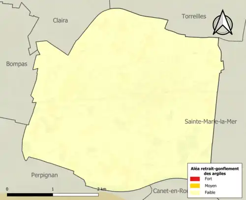 Carte des zones d'aléa retrait-gonflement des argiles.