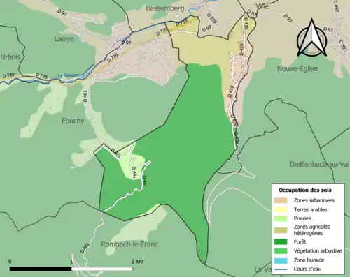 Carte en couleurs présentant l'occupation des sols.