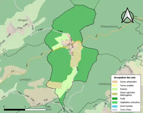 Carte en couleurs présentant l'occupation des sols.