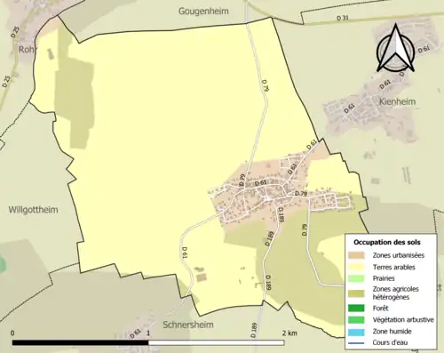 Carte en couleurs présentant l'occupation des sols.