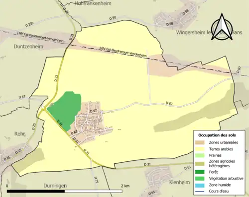 Carte en couleurs présentant l'occupation des sols.