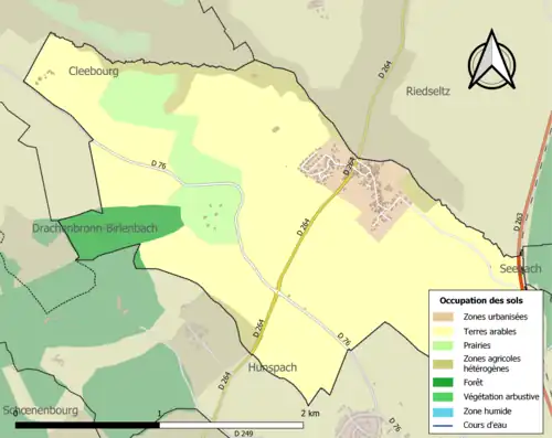 Carte en couleurs présentant l'occupation des sols.
