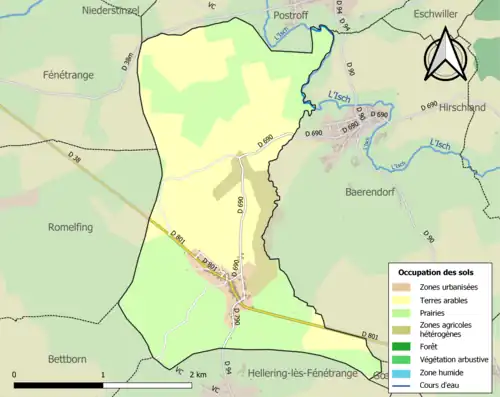 Carte en couleurs présentant l'occupation des sols.