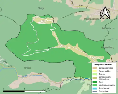 Carte en couleurs présentant l'occupation des sols.