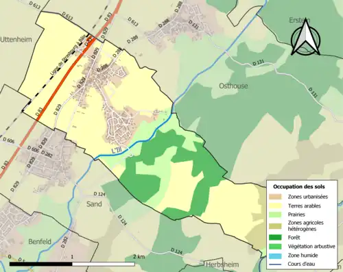 Carte en couleurs présentant l'occupation des sols.