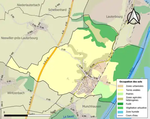 Carte en couleurs présentant l'occupation des sols.