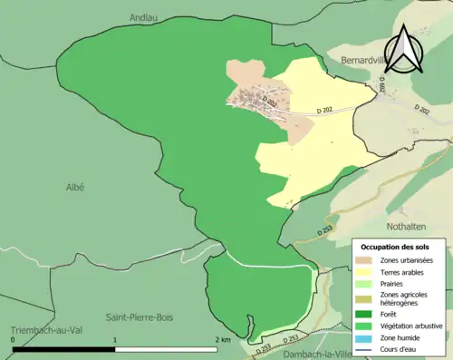 Carte en couleurs présentant l'occupation des sols.