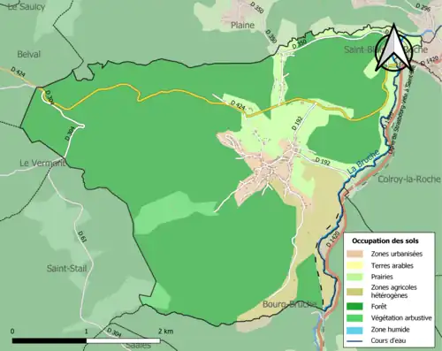 Carte en couleurs présentant l'occupation des sols.