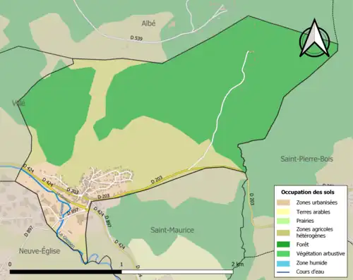 Carte en couleurs présentant l'occupation des sols.