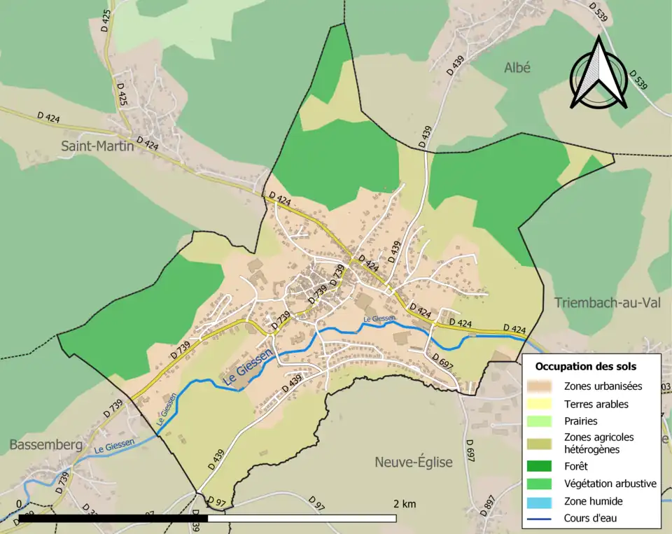 Carte en couleurs présentant l'occupation des sols.