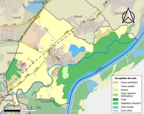 Carte en couleurs présentant l'occupation des sols.