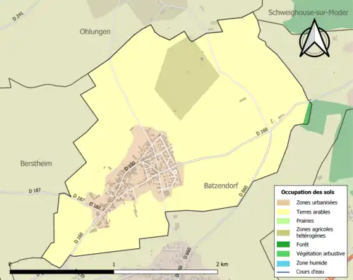 Carte en couleurs présentant l'occupation des sols.