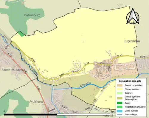 Carte en couleurs présentant l'occupation des sols.