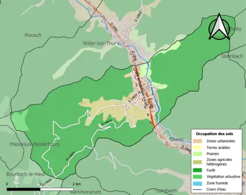 Carte en couleurs présentant l'occupation des sols.