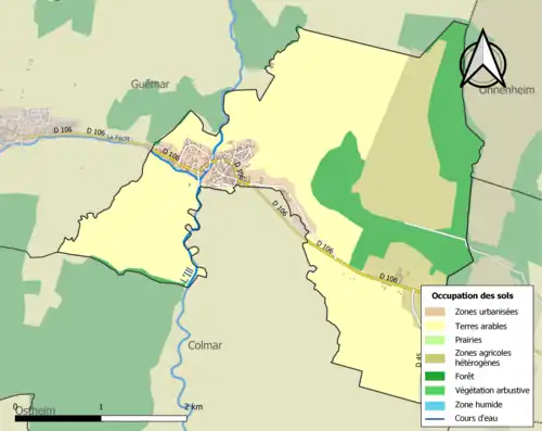 Carte en couleurs présentant l'occupation des sols.