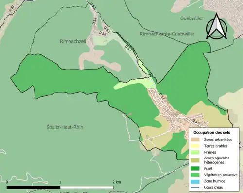 Carte en couleurs présentant l'occupation des sols.