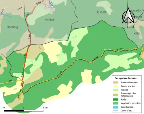 Carte en couleurs présentant l'occupation des sols.