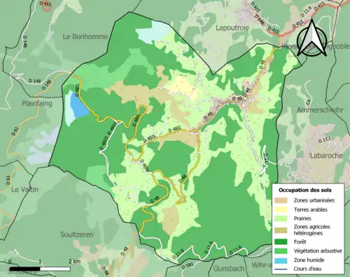 Carte en couleurs présentant l'occupation des sols.