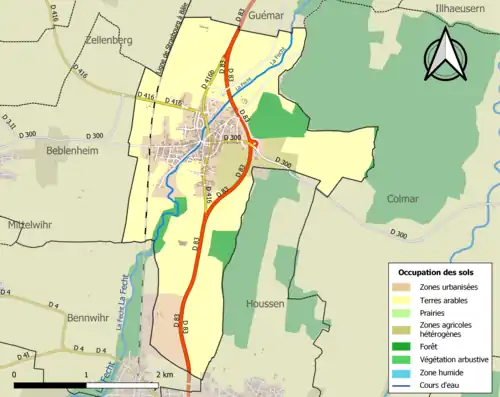 Carte en couleurs présentant l'occupation des sols.