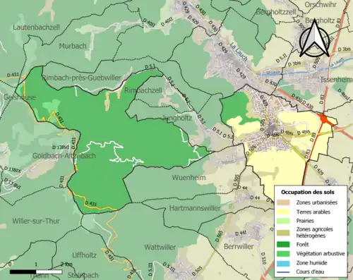 Carte en couleurs présentant l'occupation des sols.