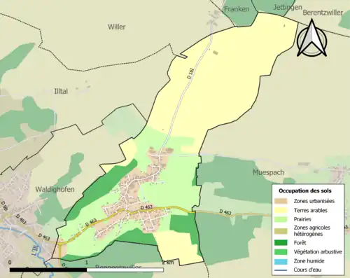 Carte en couleurs présentant l'occupation des sols.