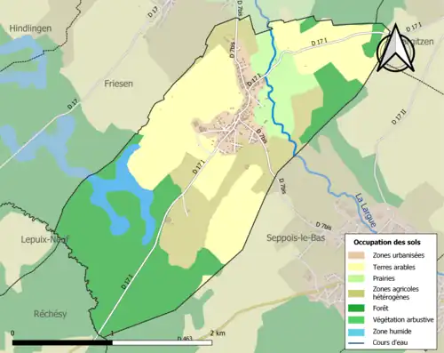 Carte en couleurs présentant l'occupation des sols.