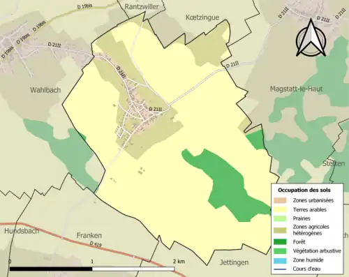 Carte en couleurs présentant l'occupation des sols.
