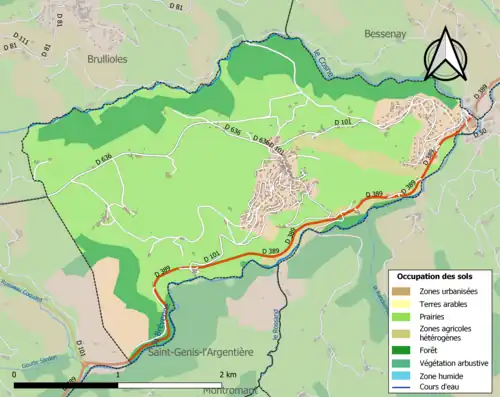 Carte en couleurs présentant l'occupation des sols.