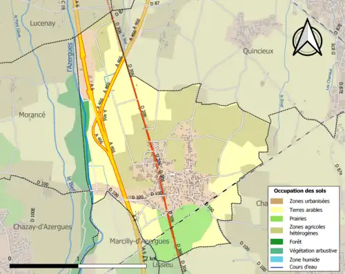 Carte en couleurs présentant l'occupation des sols.