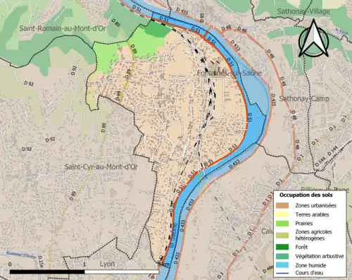 Carte en couleurs présentant l'occupation des sols.