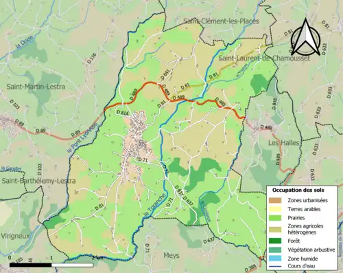 Carte en couleurs présentant l'occupation des sols.