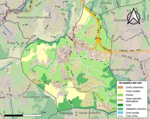 Carte en couleurs présentant l'occupation des sols.