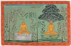 Rishabhanatha assis dans deux états de méditation. Amber, v. 1680. San Diego Museum of Art