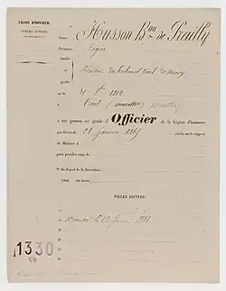 Papier administratif écrit à l'encre.