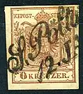 6 kreuzer oblitération cursive de S. Pölten (Basse Autriche)